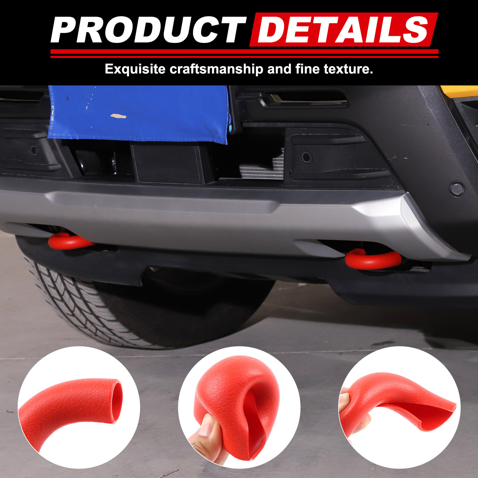 2PCS Rubber Red U-Ring Tow Hook Cover For Ford Ranger 2023+ US