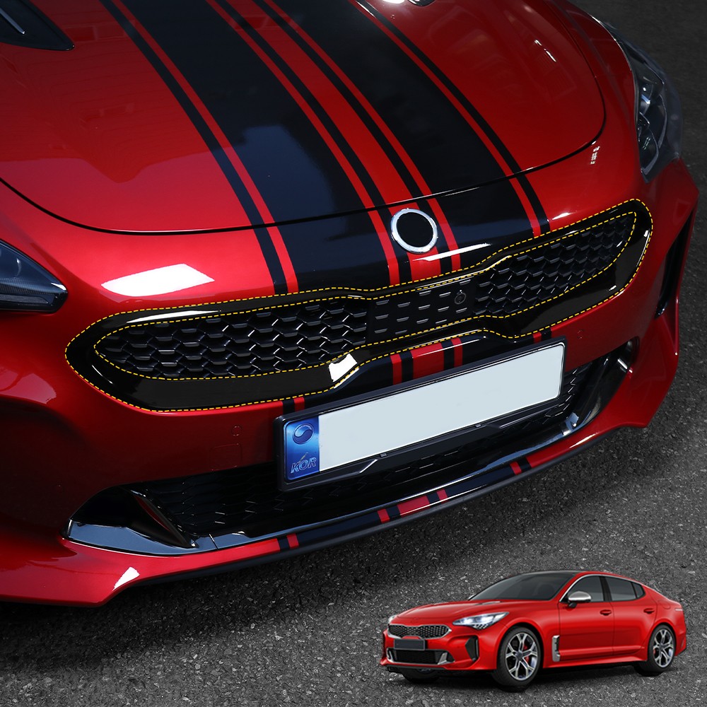 Black ABS radiator grille front grill trims protection frame for Kia Stinger CK