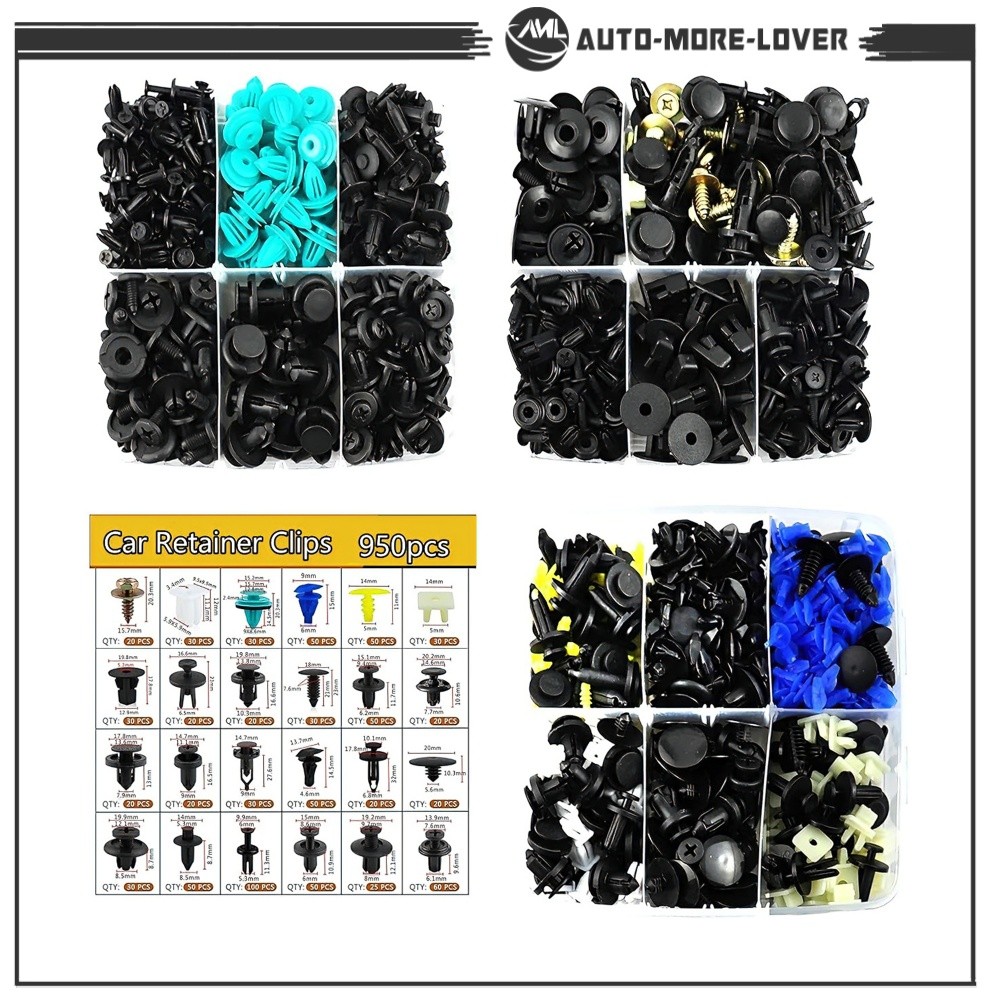 Auto Fastener Set Push Pins 955×Car Body Clip Bumper Multicolor Clip Plastic