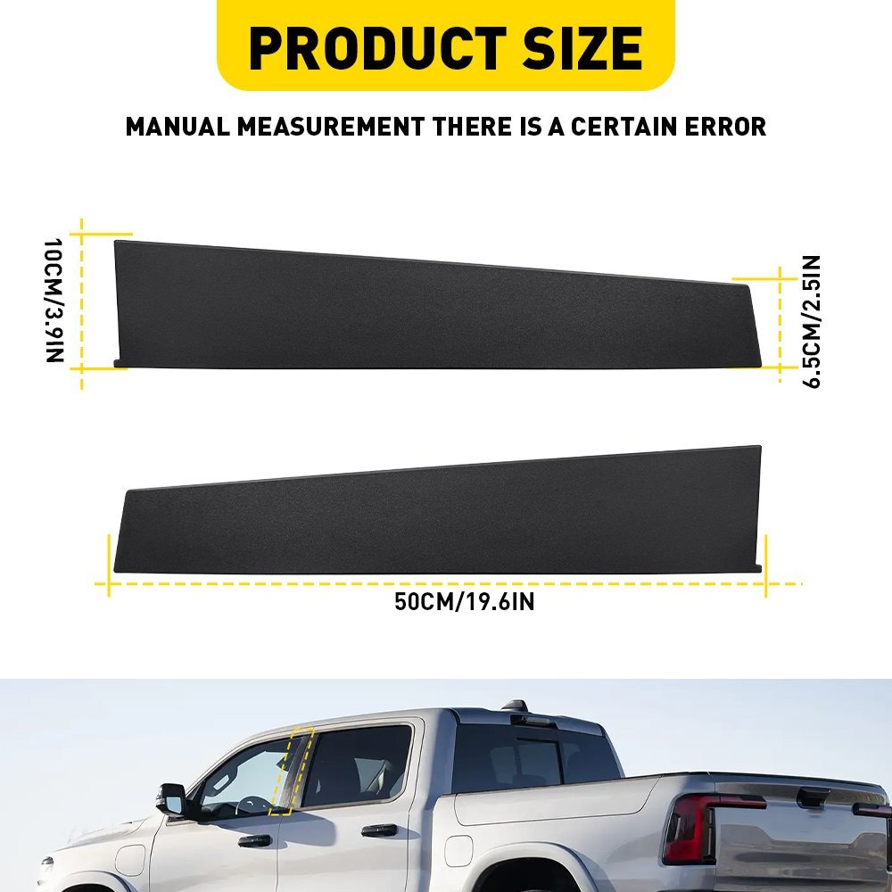 2PCS Front Right Left Door Pillar Window Applique B For 2019-2026 RAM 1500