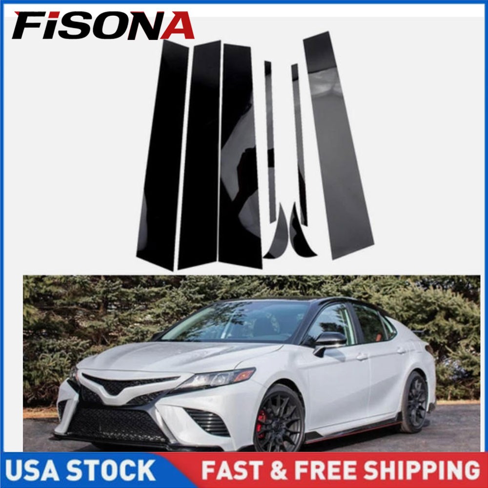 For 2018-2022 Toyota Camry 8PCS Gloss Black Pillar Post Window Door Trims Covers