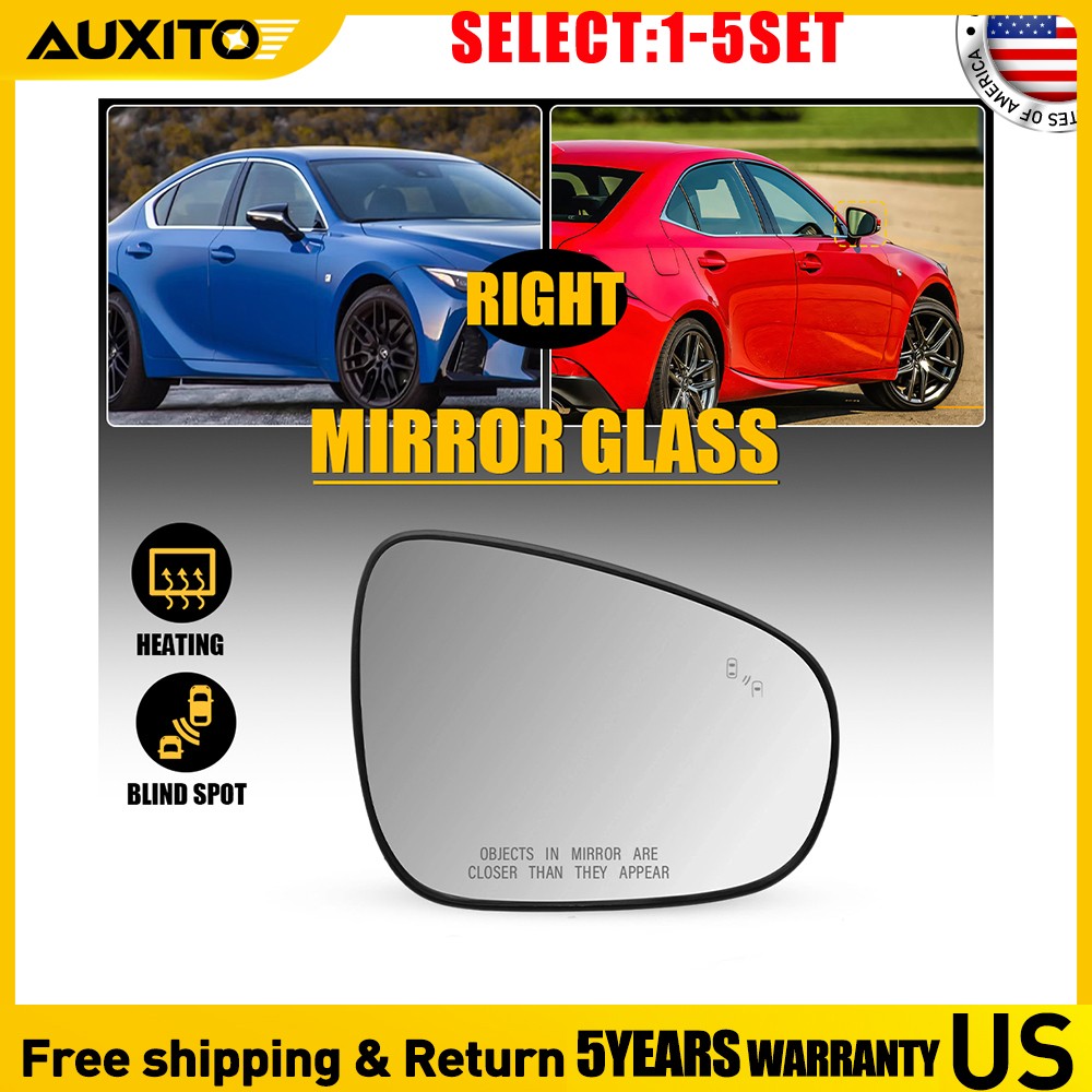 For Lexus GS350 LS460 ES350 IS250 IS350 Heated Passenger Side Mirror Glass 1-5X
