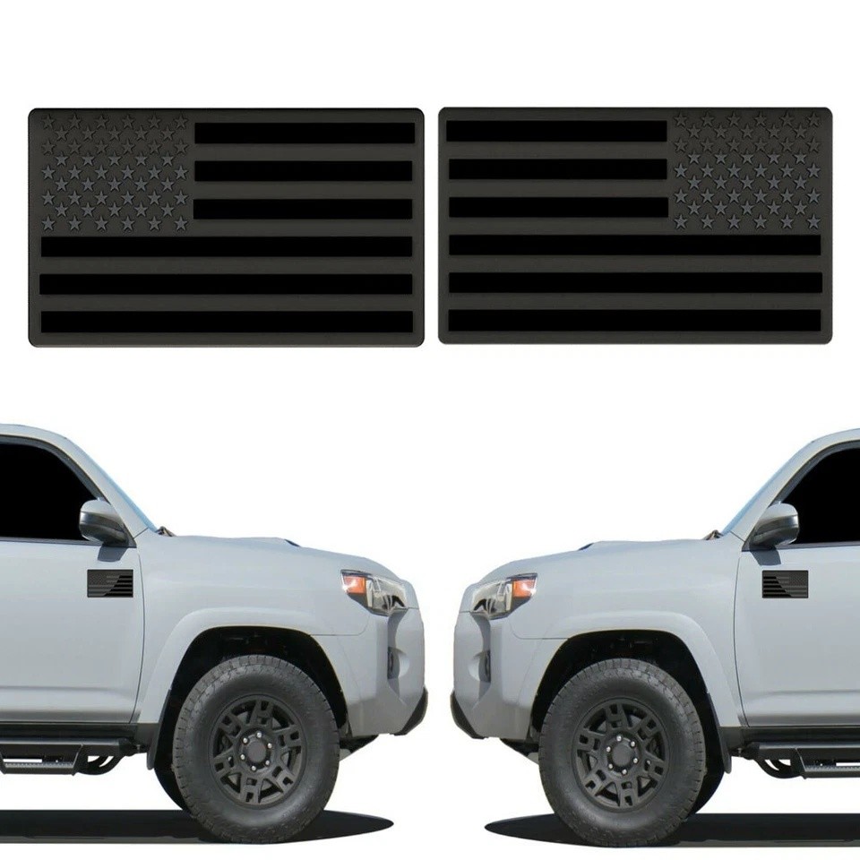 NEW 2PCS USA Flag Sticker American Car Truck Decal Emblem Black US