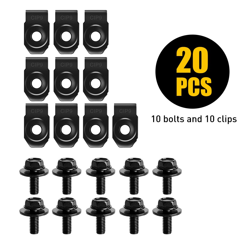Fit Toyota Body Bolts&U-nut Clips- M6-1.0x20mm Long- 10mm Hex- 20pcs #150 (10ea)