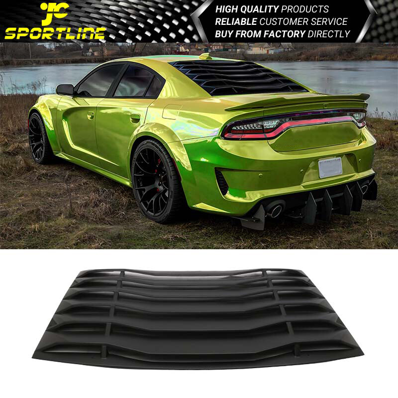 Fits 11-23 Dodge Charger Rear Window Louver Sun Shade Cover Unpainted Black ABS