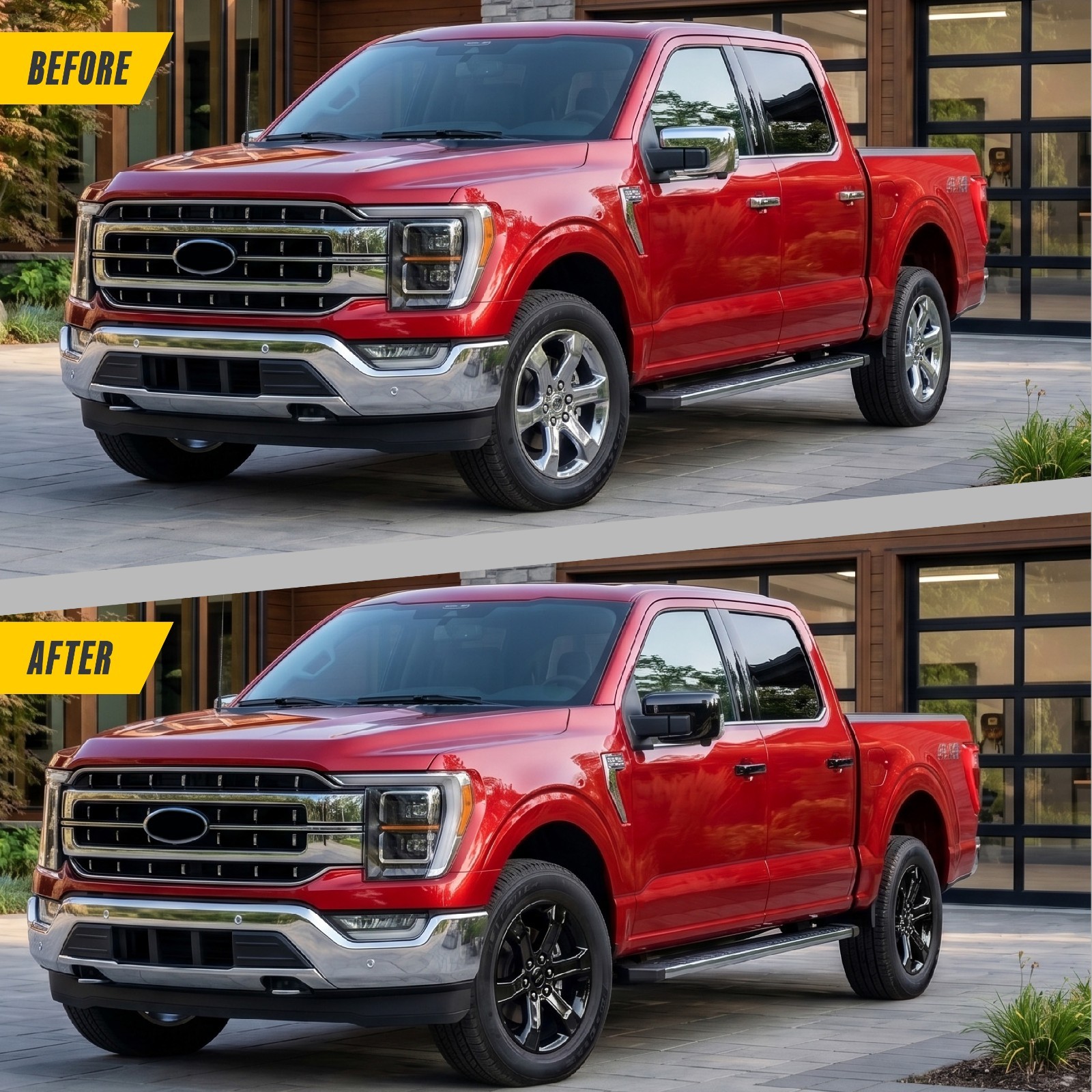 Patented Snap-On Black Door Handle Cover for 21-23 Ford F-150 W/ & W/O SMARTKEY