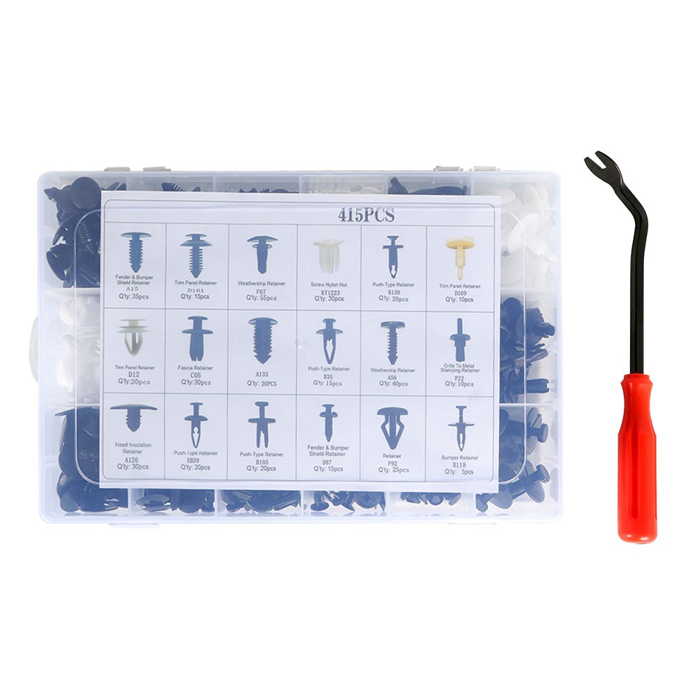 415Pcs Car Retainer Clips Auto Fasteners Push Trim Clips Pin Rivet Bumper Kit
