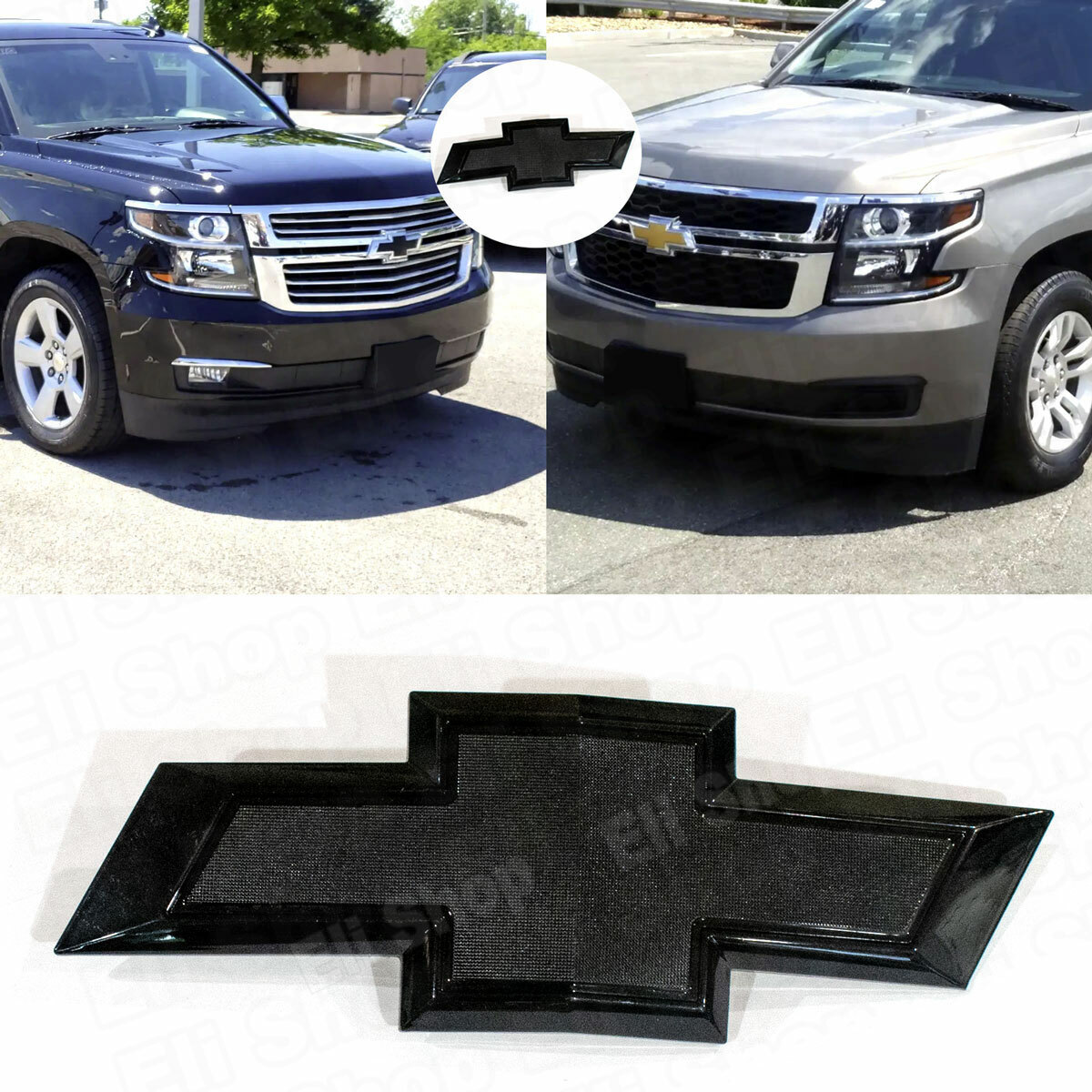 2015-2020 Chevrolet Tahoe Suburban Front Grille Black Bowtie Emblems Badge OEM
