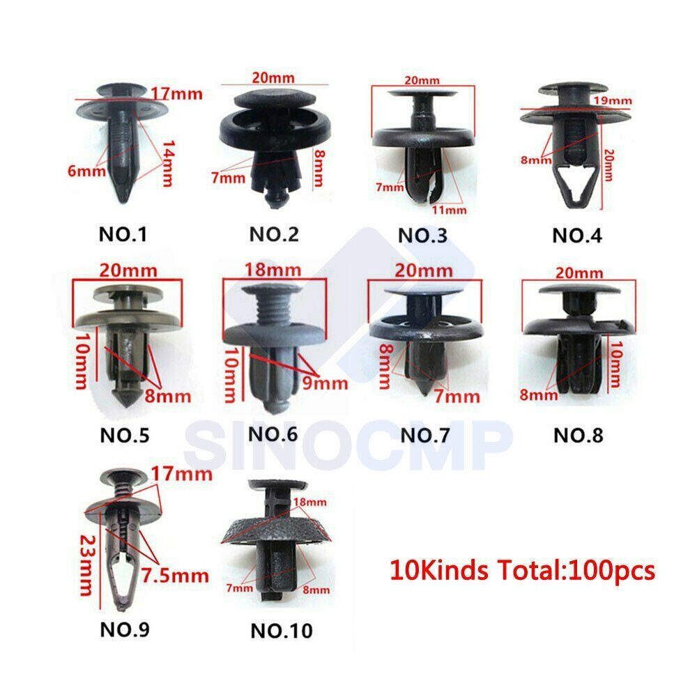 US 100X Trunk Screw Rivets Set Car Bumper Fender Auto Plastic Fastener Clips Kit
