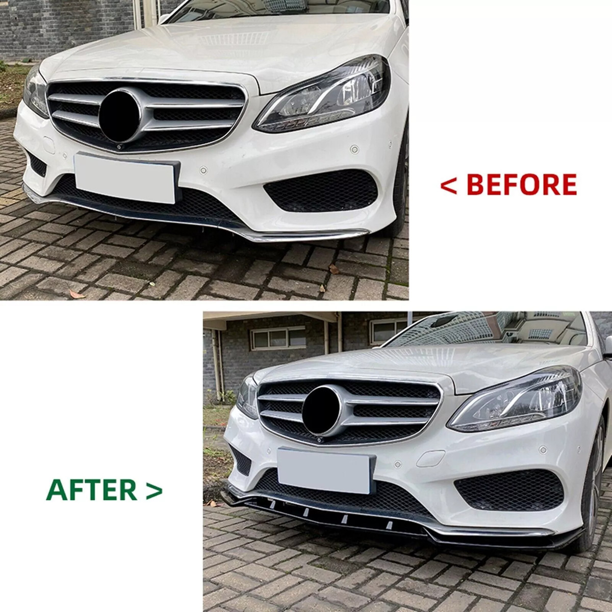 For Mercedes Benz E Class W212 Sedan 2013-2015 Glossy Black Front Bumper Lip Kit
