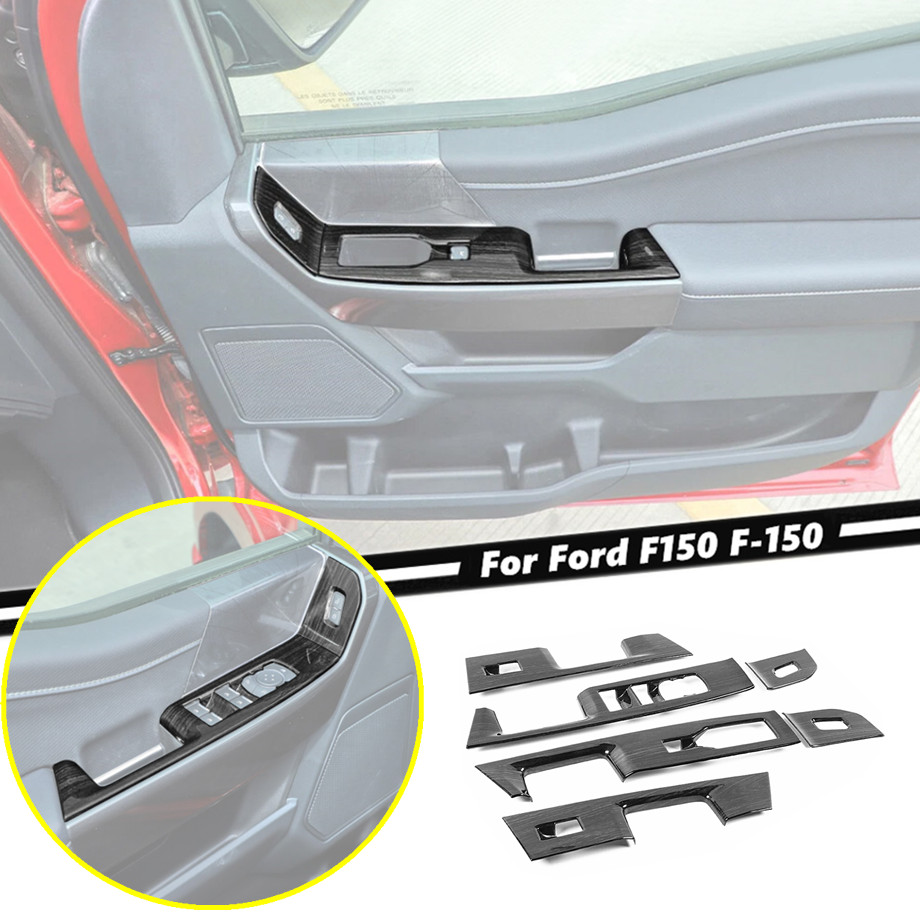 Black Wood Grain Car Window Lift Panel Switch Trim Cover For Ford F150 2021-2026
