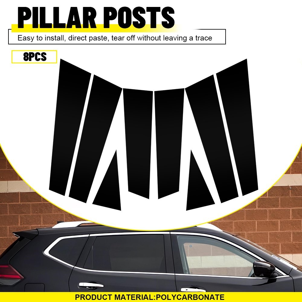 Window Pillar Posts Door Trim Piano Cover For 2014-2020 Nissan Rogue 8PCS/SET ED