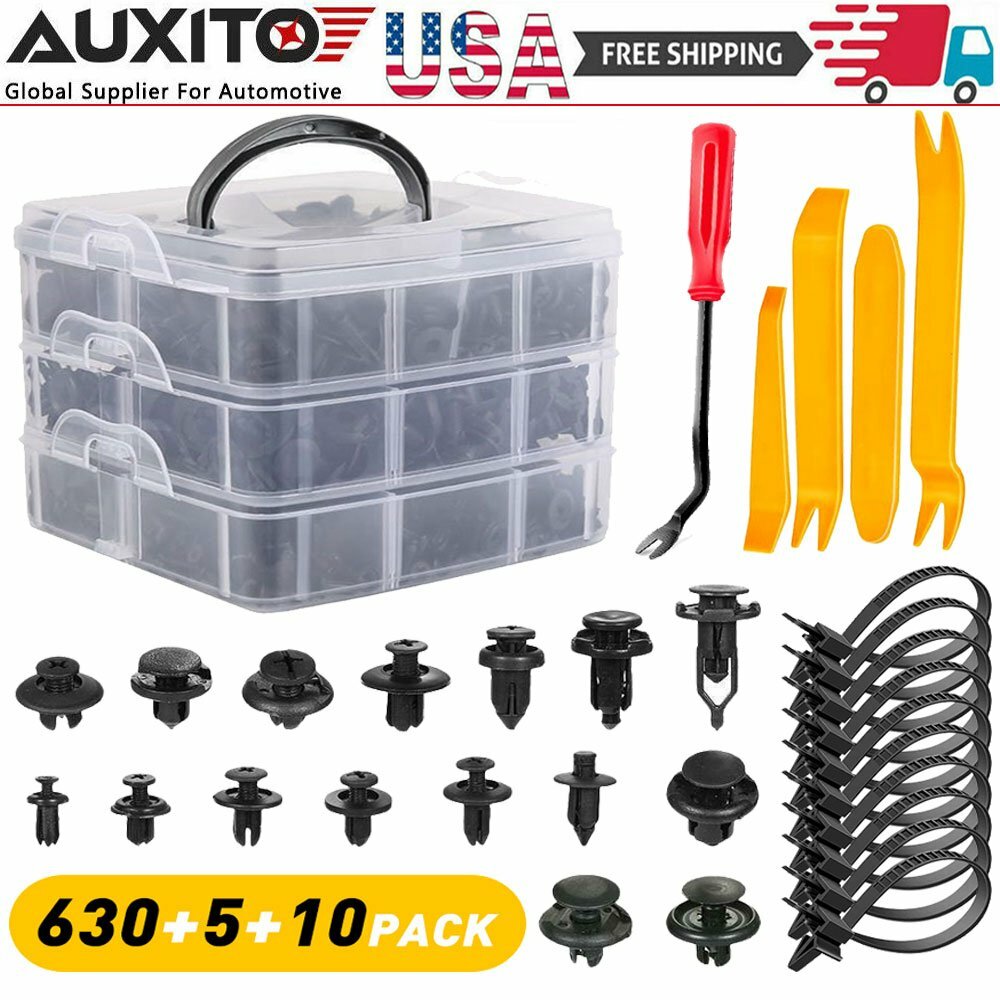 645PCS Car Body Push Pin Rivet Fasteners Clip Trim Bumper Fender Plastic 16Size
