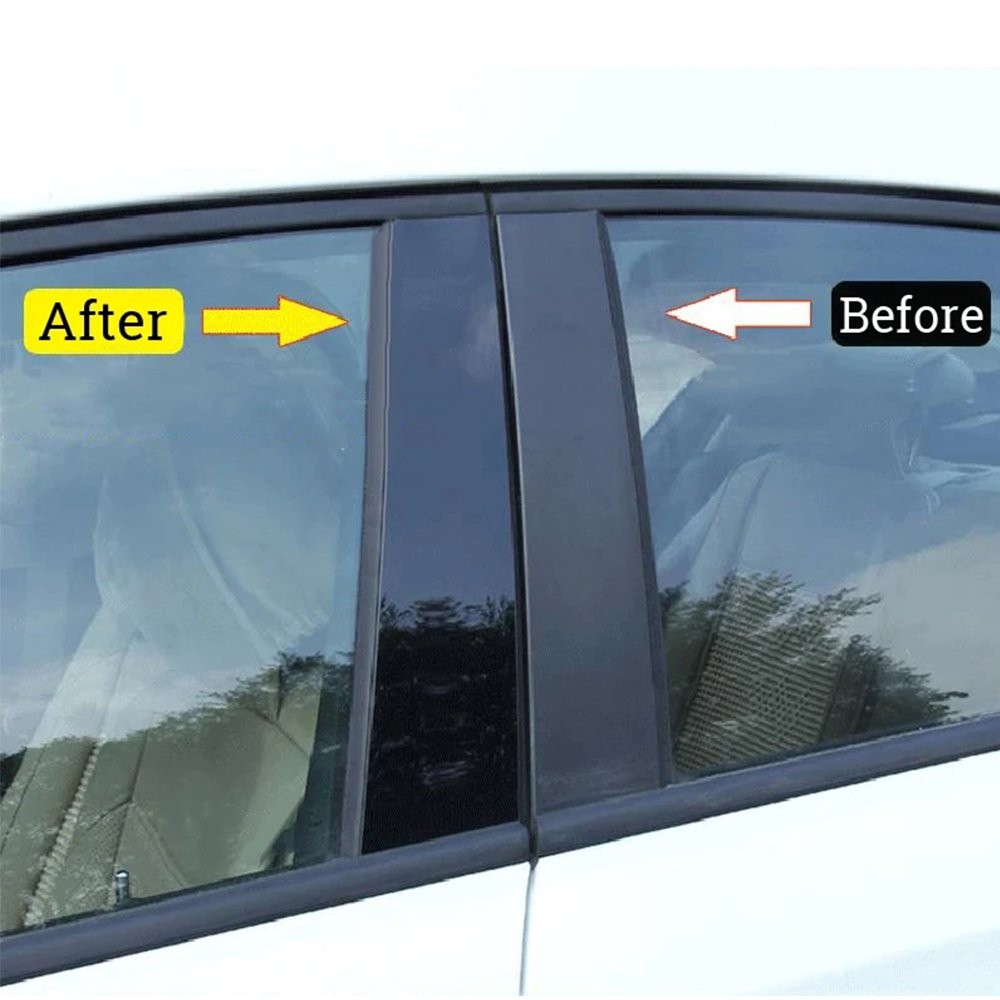 For Honda Civic 10th 16-20 Glossy Black Door Window Pillar Posts Cover Trim EOE