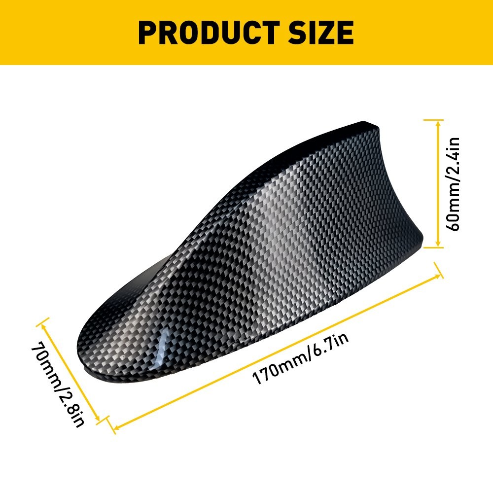 Carbon Fiber Car Roof FM AM Radio Functional Shark Fin Antenna Aerial Cover USA