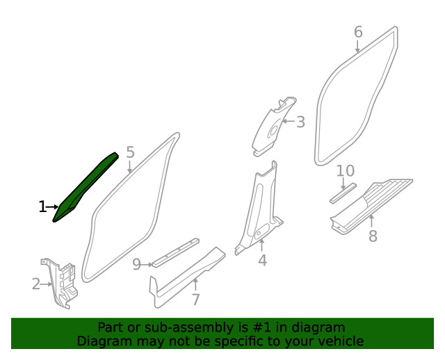 Genuine Nissan Body A-Pillar Trim Panel 76912-3KA1A