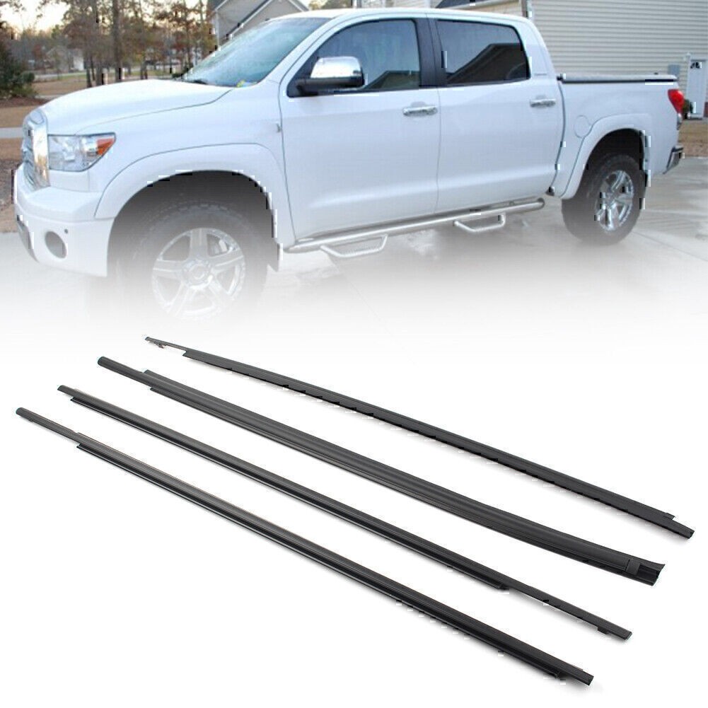 Window Weatherstrips Trim Seal Belts for Toyota Tundra CrewMax 2007-2019 Black