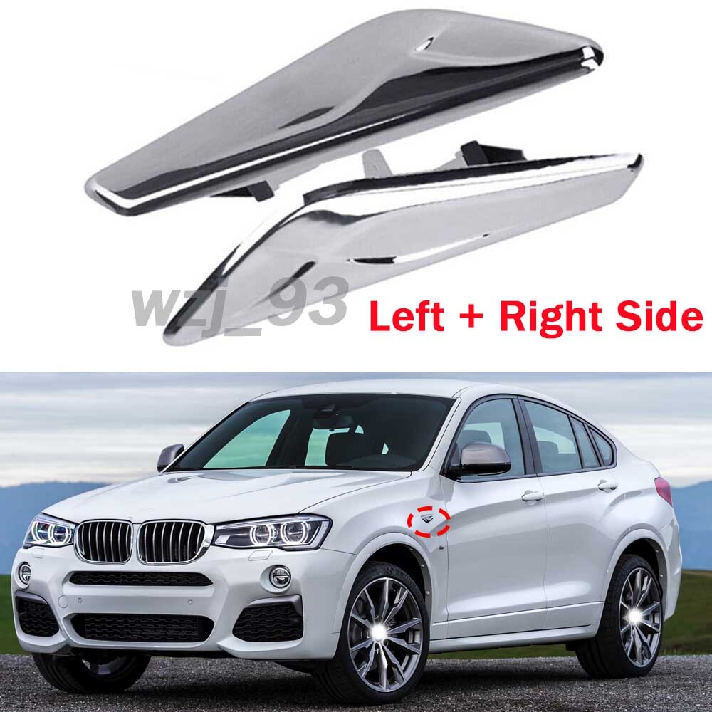 Left & Right Side Fender Chrome Emblem Moulding For BMW X3 F25 X4 F26 2015-2017