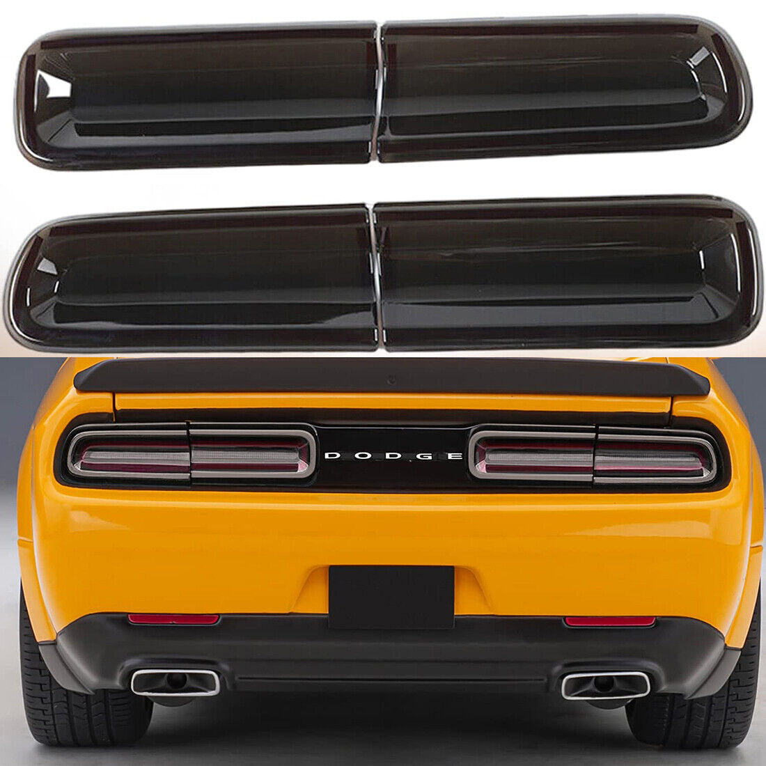 Smoked Tail Light Cover Guard Exterior Accessories Rear Kit For Dodge Challenger