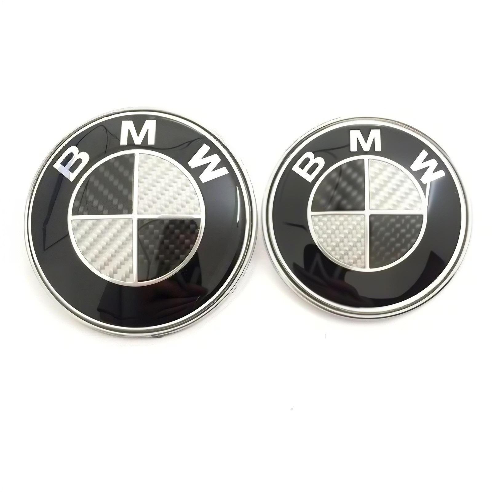 2pcs Front Hood 82mm Rear Trunk 74mm Fit For B-M-W Black & Carbon 2 Pin Emblem