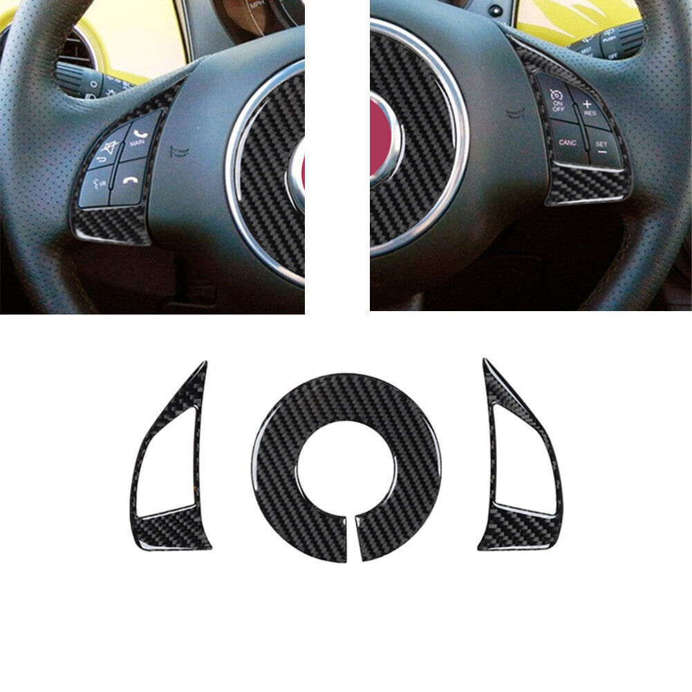 27pcs For Fiat 500 2012-2015 Carbon Fiber Full Kits Interior Trim Set