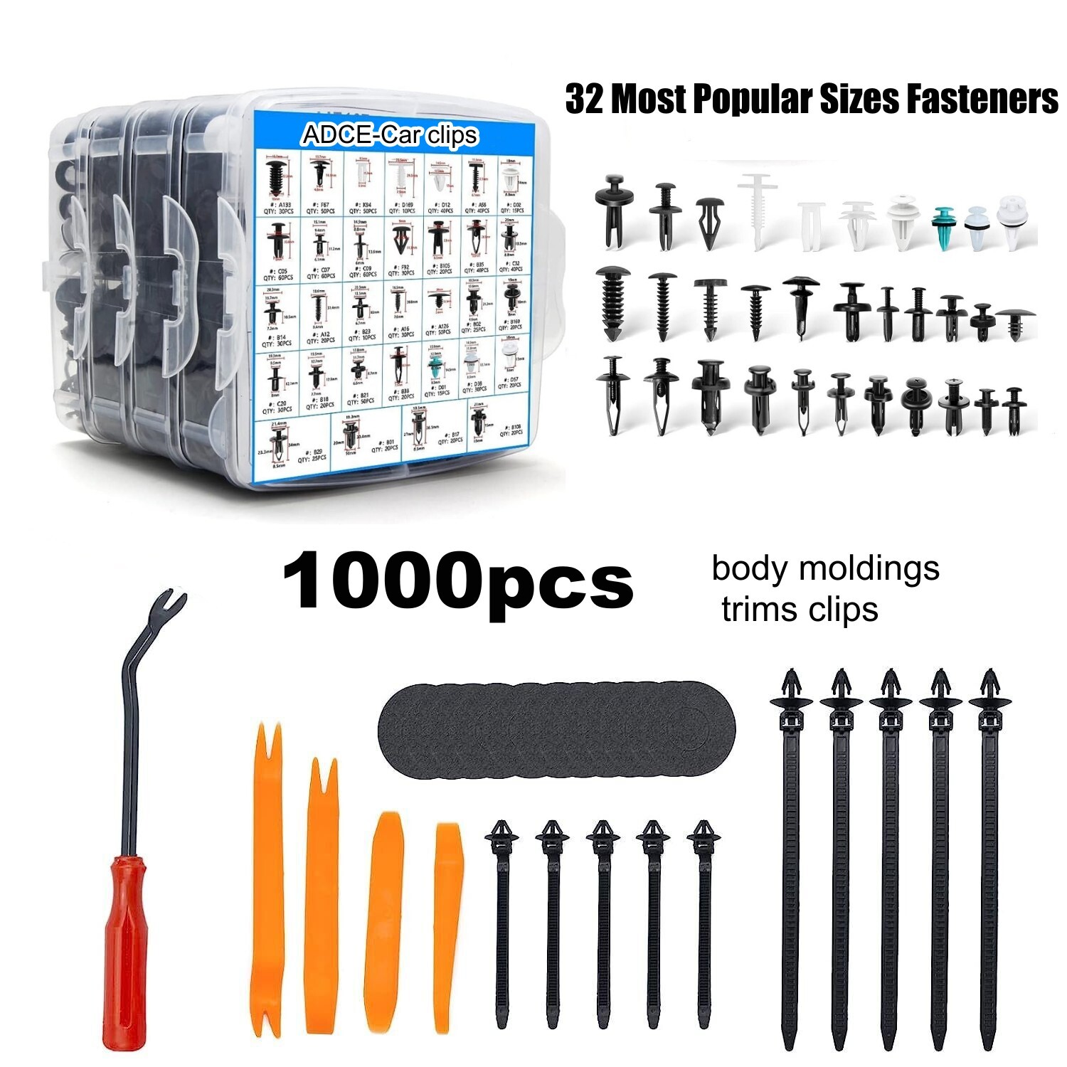 1200 Car Retainer Clips Auto Fasteners Push Trim Clips Pin Rivet Bumper Clips