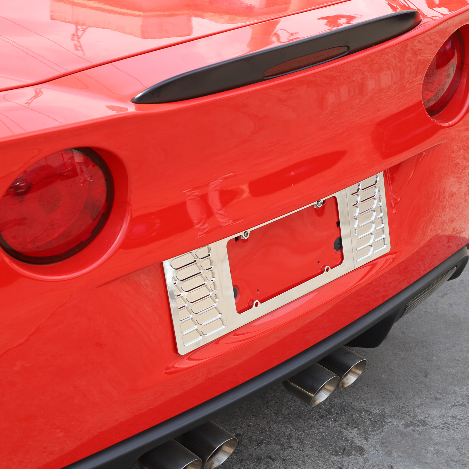 Silver Aluminum alloy Rear License Plate Frame Trim For Corvette C6 2005-13