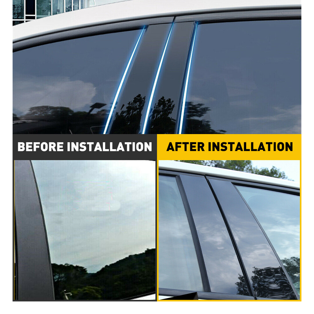 4pcs Glossy Piano Black Pillar Posts Window Trim Cover For 05-14 Nissan Frontier