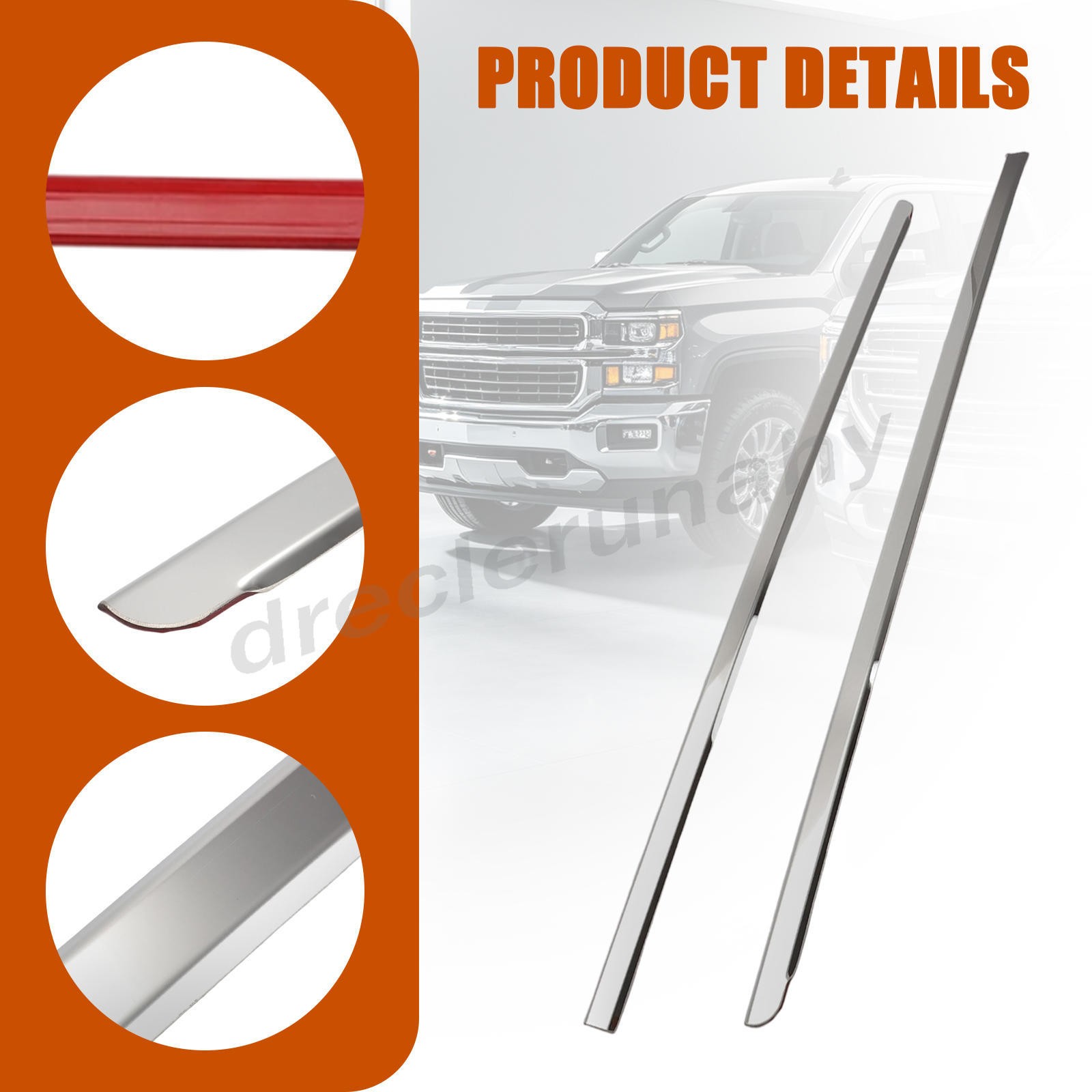 For 2014-2018 Chevy/GMC Silverado/Sierra Regular Cab 2X Window Sill Trim Molding