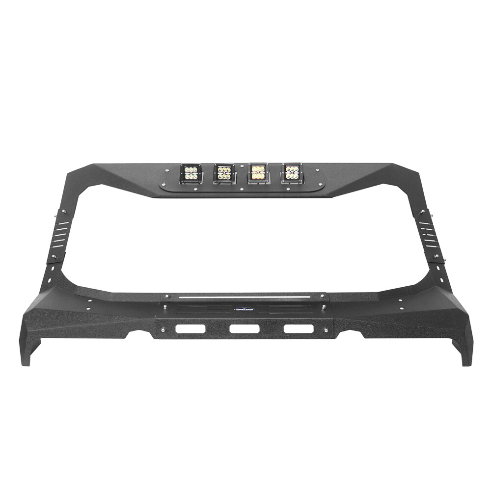Armor Windshield Frame Cover Visor Cowl w/ LED Lights For 07-18 Jeep Wrangler JK