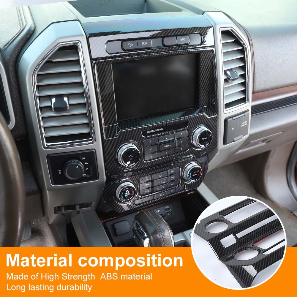 Central Control Navigation GPS Panel Trim Cover For Ford F150 2015+Carbon Fiber