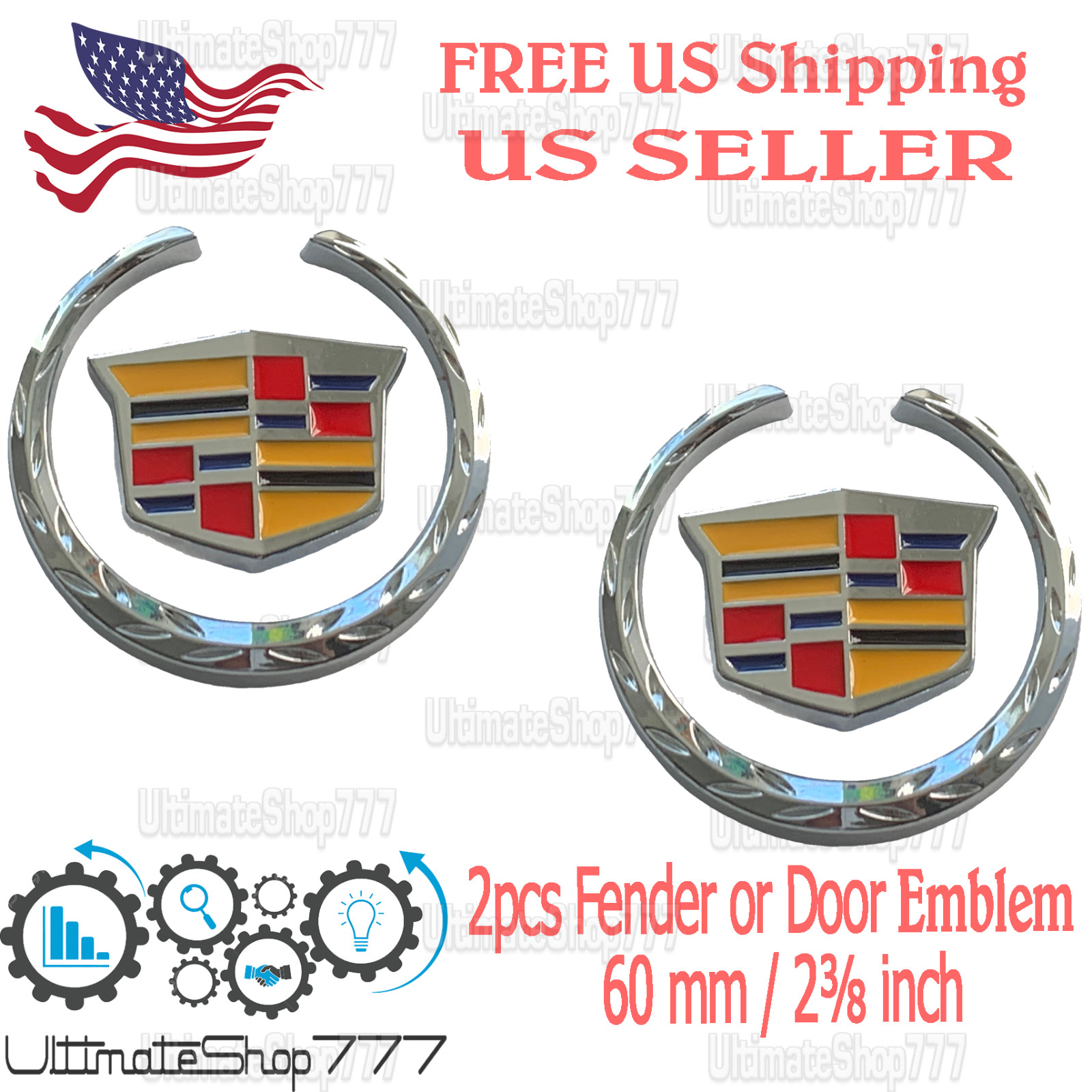 2pcs Premium Cadillac Logo Badge – Enhance Your Car’s Style with Fender Emblems