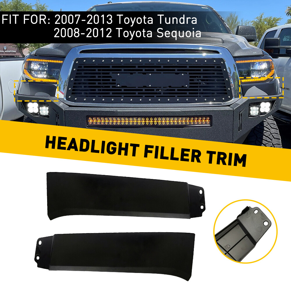 2x Front Bumper Grille Headlight Filler Trim Cover For 2007-2013 Toyota Tundra