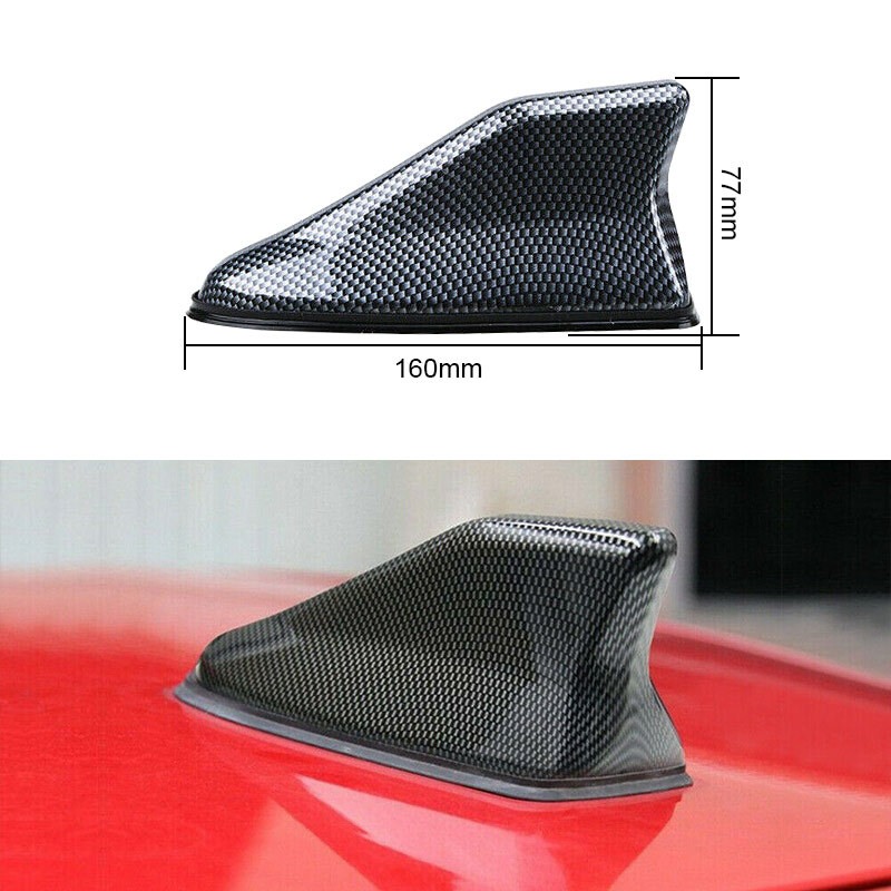 Carbon Fiber Car Roof Antenna Shark Fin Antenna Aerial AM/FM Signal Radio Aerial