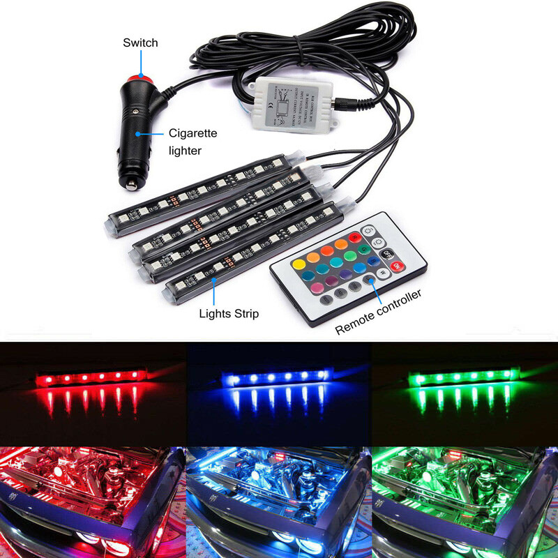 Car Interior Accessories RGB LED Floor Decorative Atmosphere Strip Lamp Lights