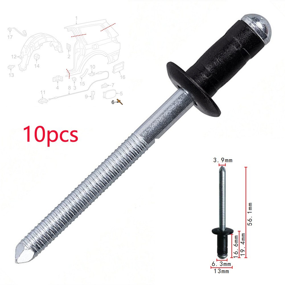 10pcs Fuel Lid Blind Rivet For Toyota 2000-On Metal.Aluminum Rivet Black