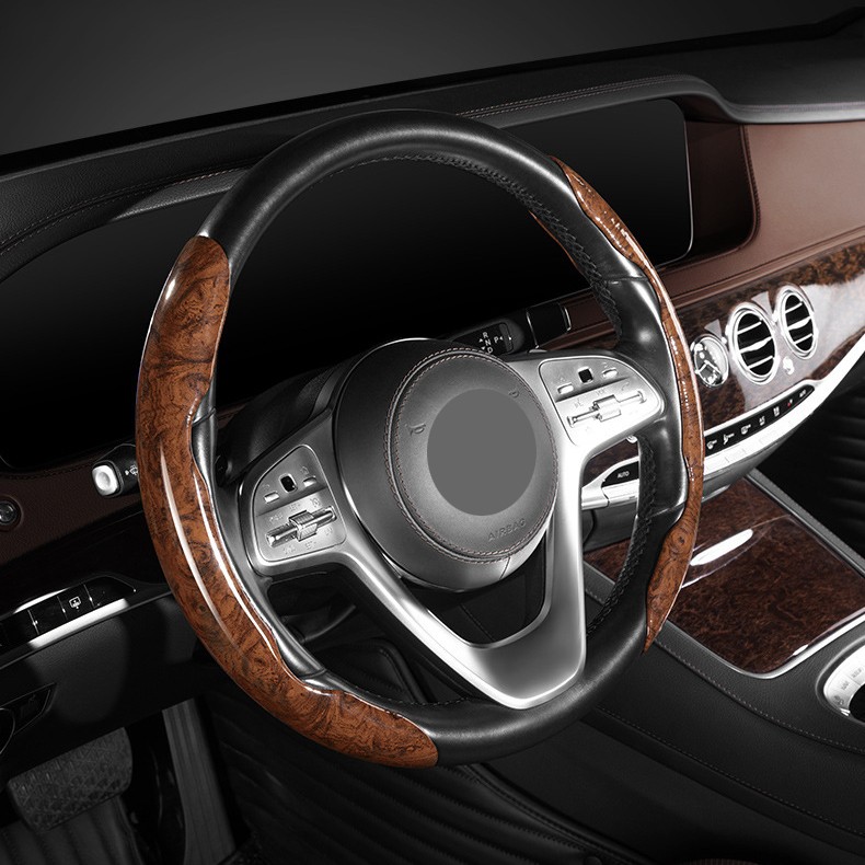 3PCS Car Steering Wheel Cover Non-Slip Wood grain Cover Universal Accessories