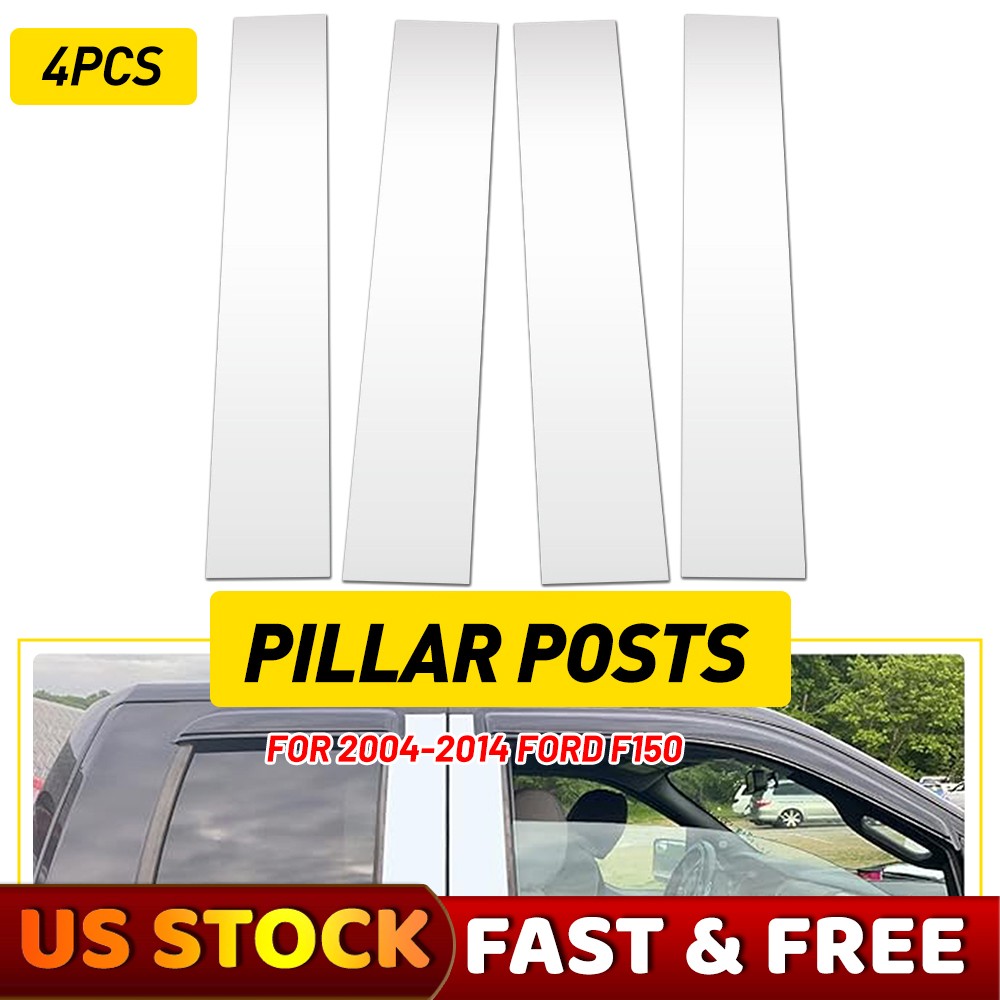For 2004-2014 Ford F150 Super Cab Crew 4pcs Chrome Pillar Posts Door Window Trim