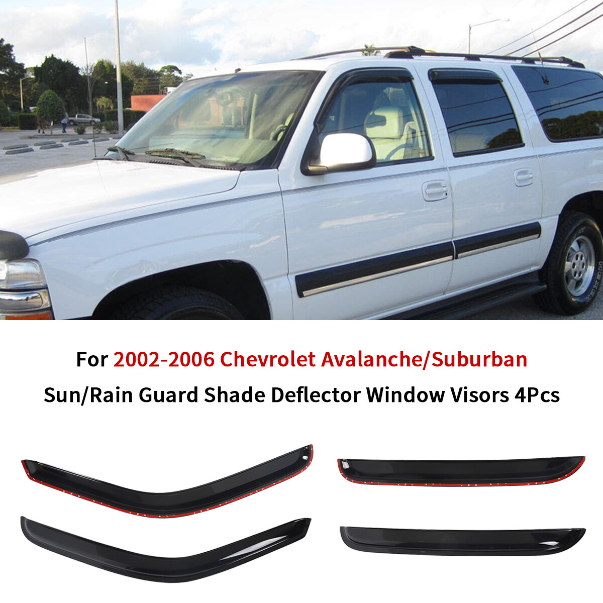 For 2002-2006 Chevy Avalanche/Suburban Window Visors Rain Guard Vent Sun Shade