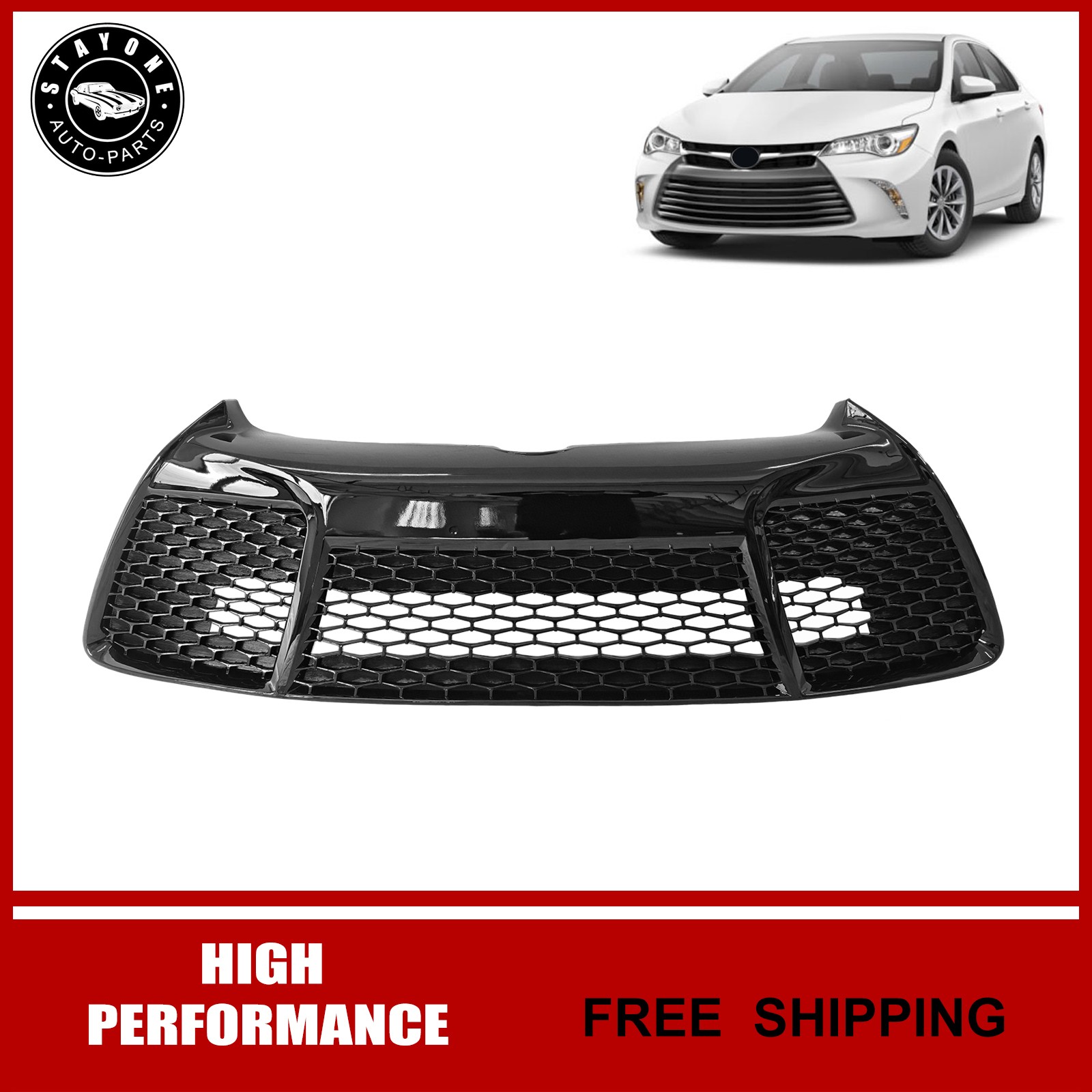 Front Lower Bumper Grille Black Plastic For 2015 2016 2017 Toyota Camry SE