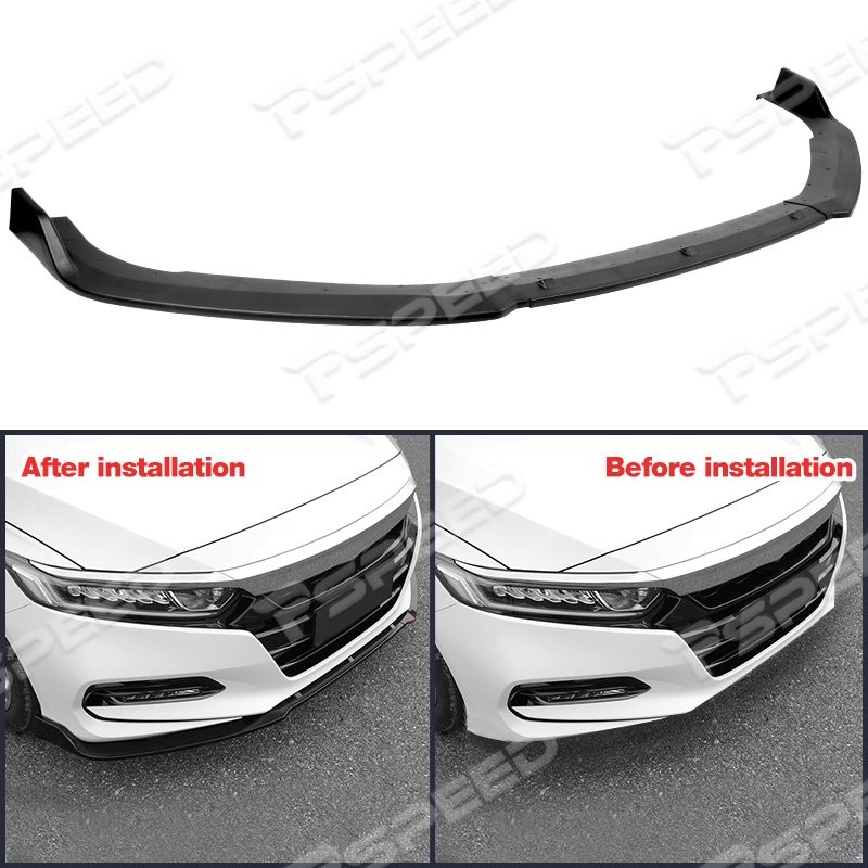 Matte Black Car Front Bumper Spoiler Chin Lip Trim For Honda Accord 2018-2020