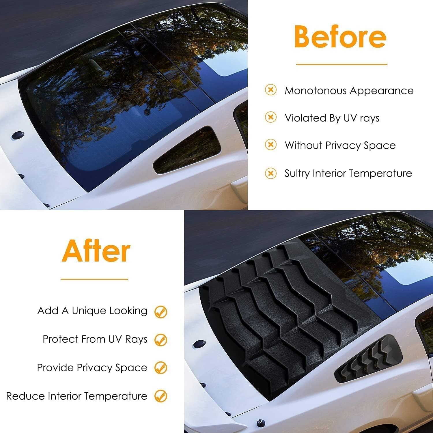 Rear & Side Window Louver Sun shade Scoop Cover for Ford Mustang 2005-2014