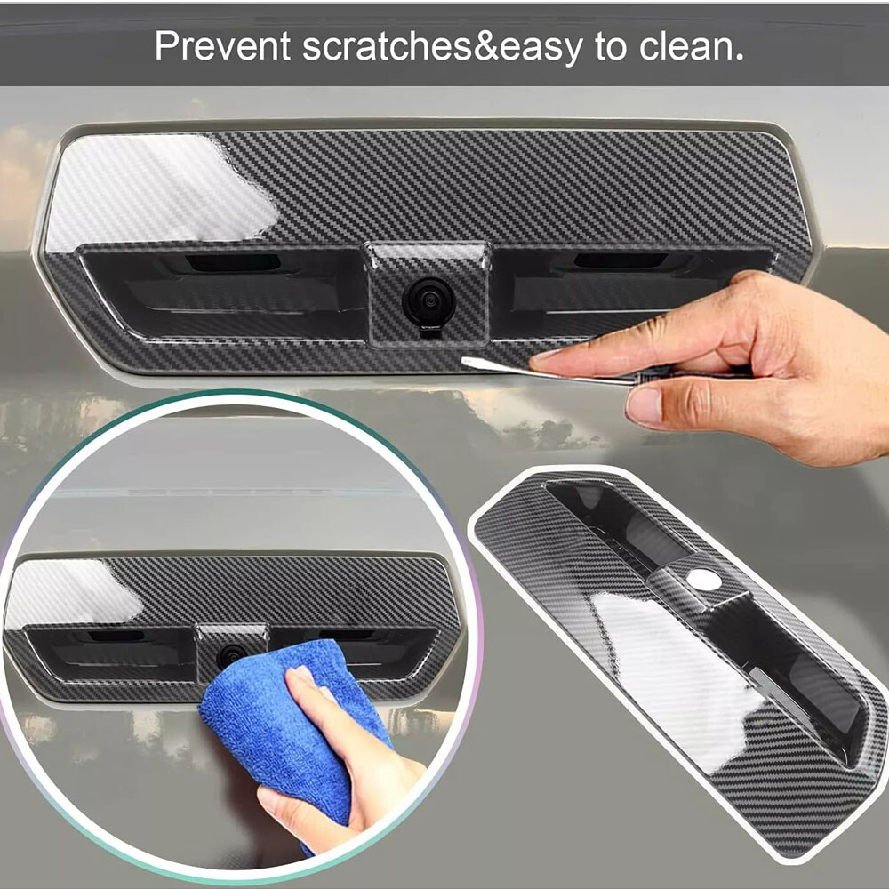 1x Rear Tailgate Door Handle Cover Trim for Ford Bronco Sport 2021+ Carbon Fiber