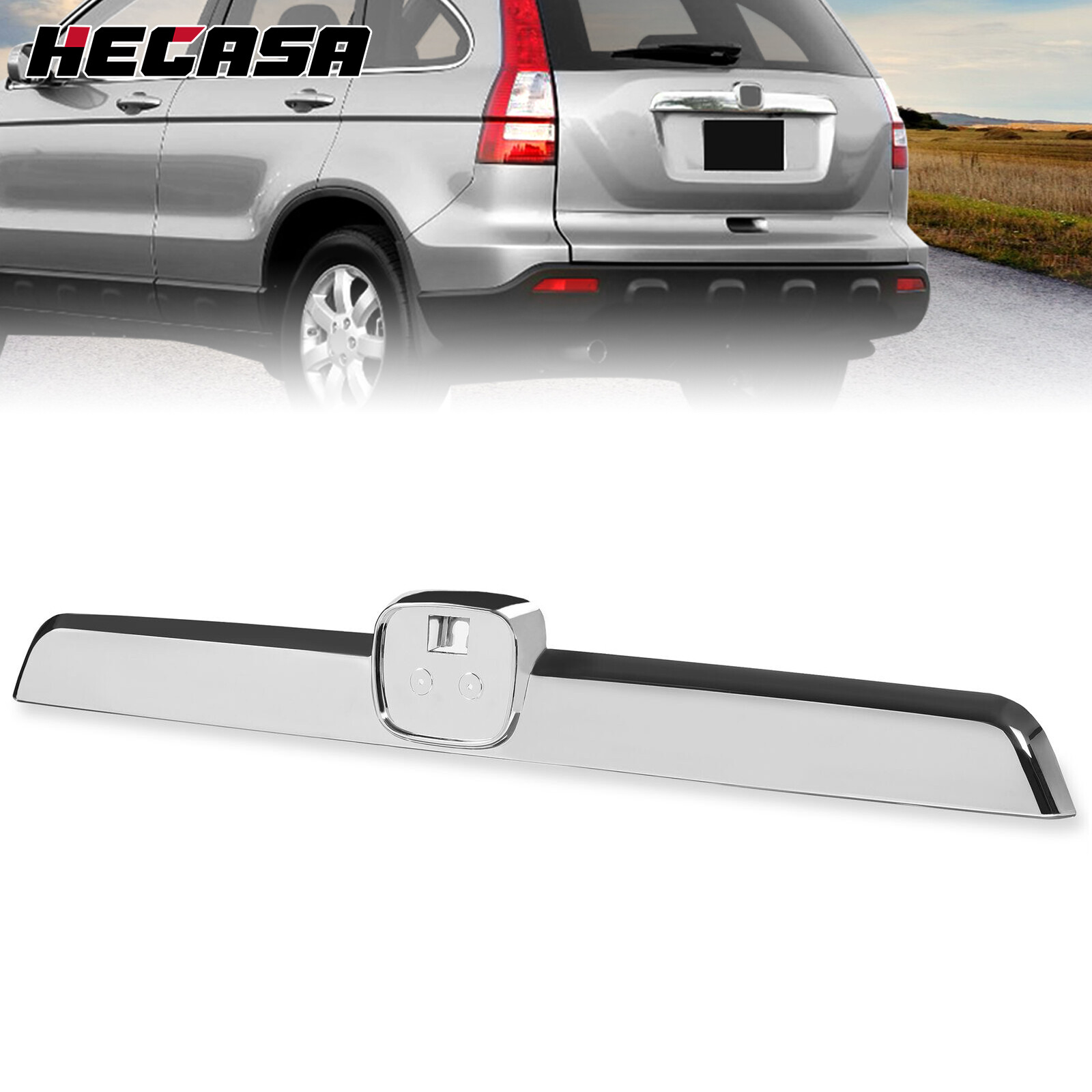 HECASA Chrome Rear Trunk Tailgate Trim Cover For Honda CRV CR-V 2007-2011