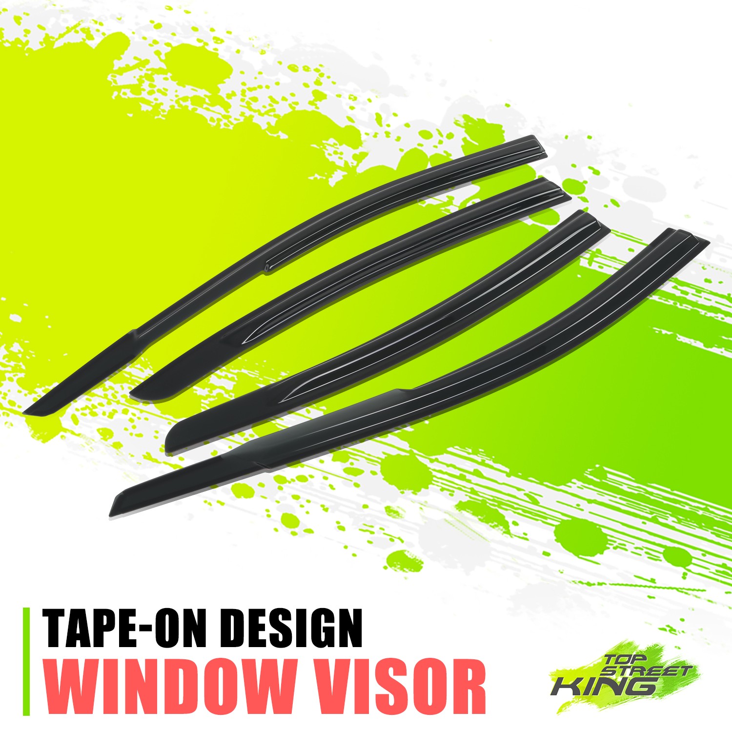 OE Style Black Acrylic Tape on Window Visor Sun Rain Guard For Elantra 17-20 4PC