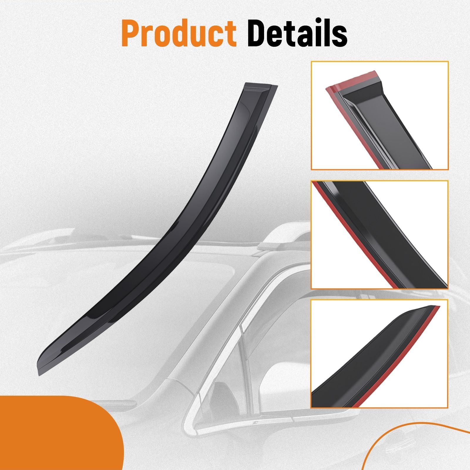Window Rain Guard Vent for Hyundai Santa Fe 2019-2023 Left Right Black 4Pcs