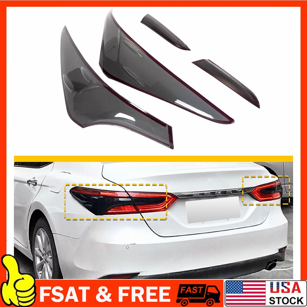 Black Smoke Rear Taillight Cover Trim Decor For Toyota Camry 2018-2023 B