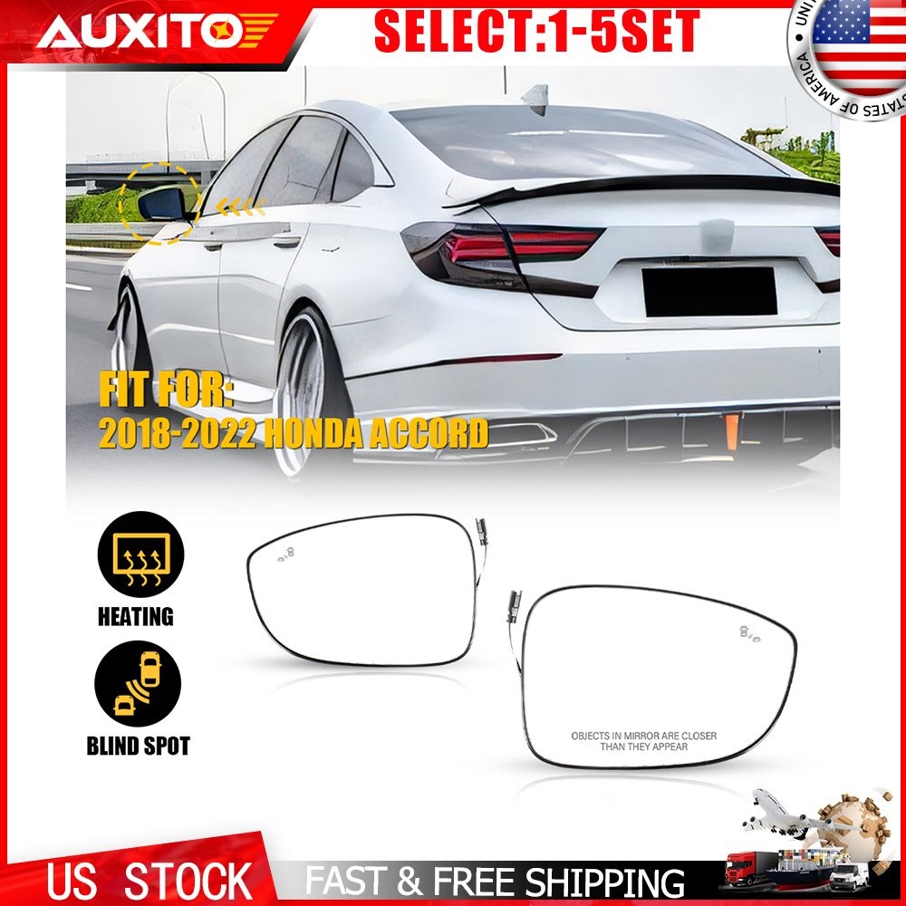 Mirror Glass Driver Passenger Heated Blind Spot 18-22 For Honda Accord 2-10X