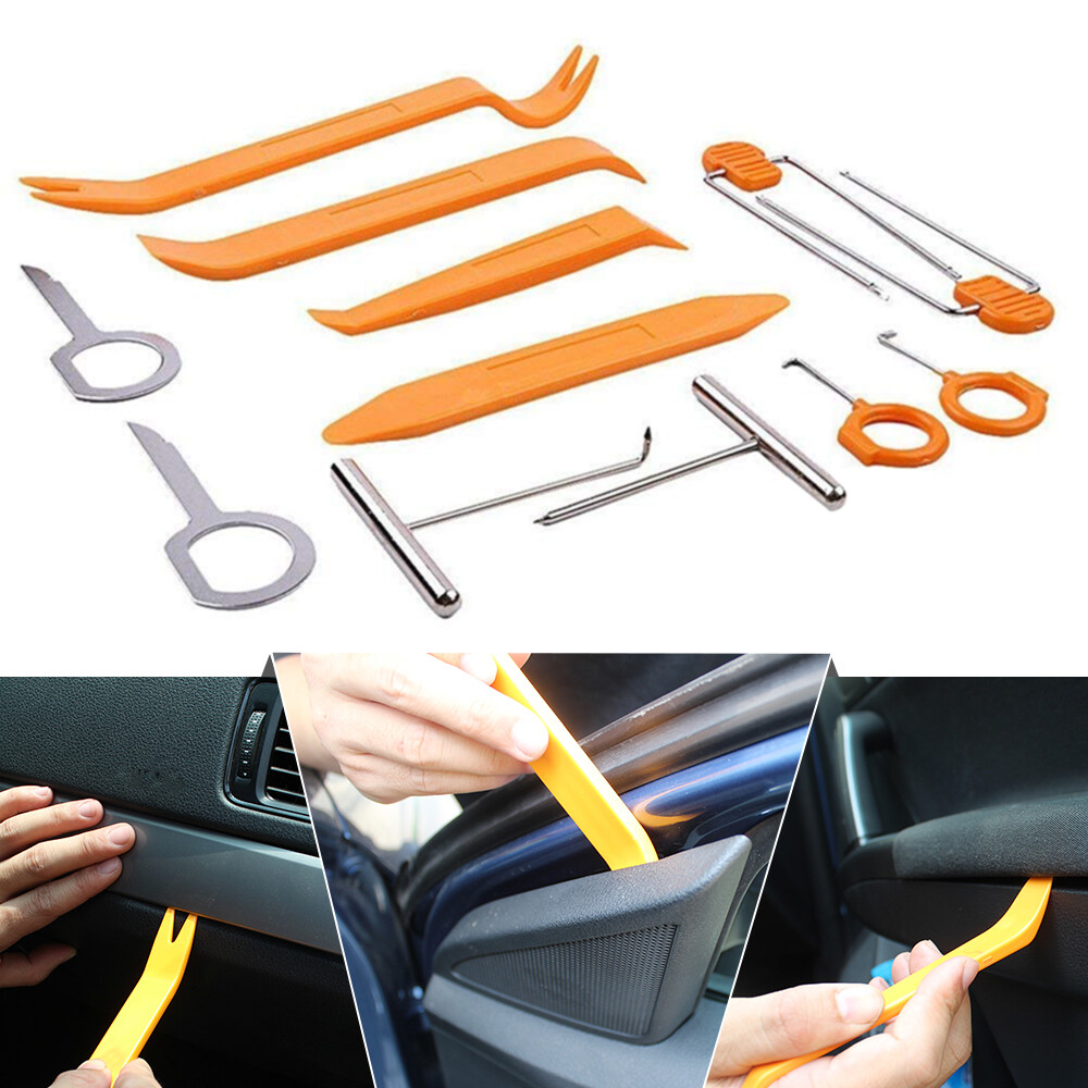 Removal Car Door Trim Tool Pry Panel Dash Radio Body Clip Installer 12 PCS Kit