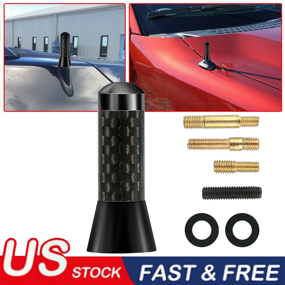 Black Carbon Fiber TRD Sports Short Antenna For Toyota 1.4″ General Purpose US